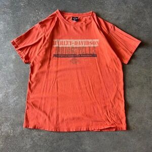 90s harley davidson orange biker tee